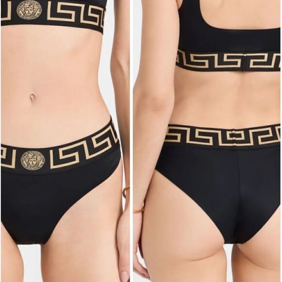 VERSACE Bikini Bottom Brief Woman Black Swimwear NWT Size XS $400 - Picture 1 of 9